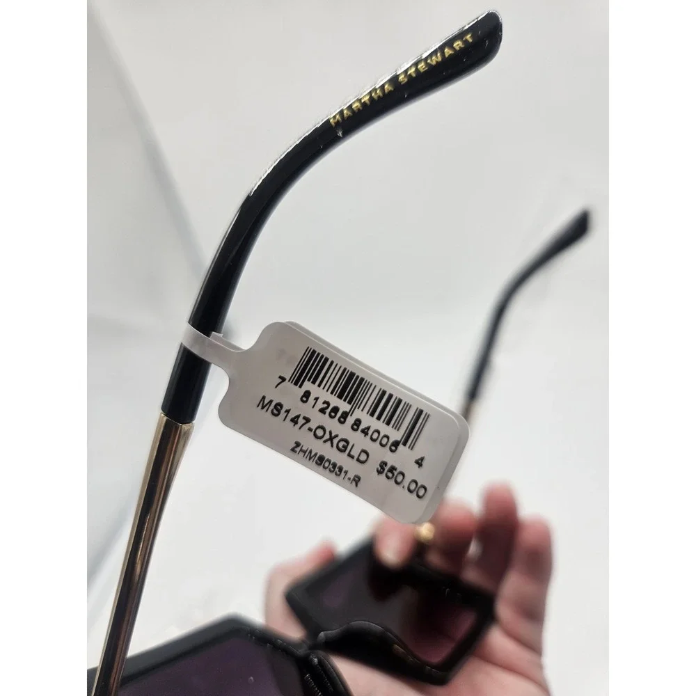 Martha Stewart Women's Square Sunglasses Black Frame Gradient Brown Lens